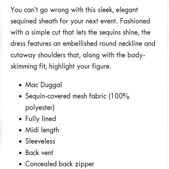 Mac Duggal Sequins Rose Gold Sleeveless Sheath Dress Sz 0 - Picture 16 of 16